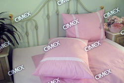 Bavlna kolekce prodloužená- Růžový kanafasový pruh zdobený štykováním VENDE
