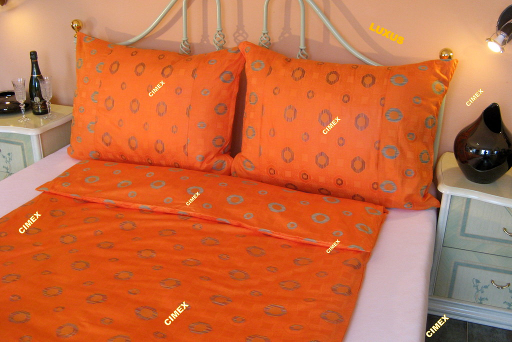 Damašek Luxus-MARVELO barevná kola na pomerančovém