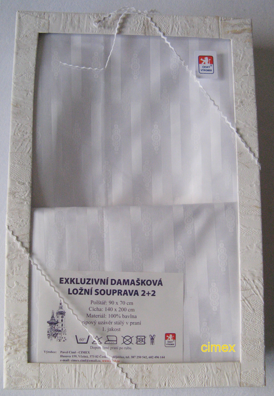 Damašek Luxus-Everest bílý damašek- Pásky s meziozdobou