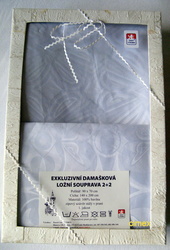Damašek Luxus-APOLLO Bílý s nádechem do modra větší květ