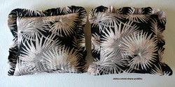 Dekorační polštářky s volánem-palmové listykakaovo-smetanové na černém